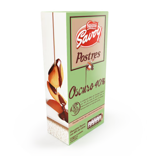 SAVOY® Chocolate para Postres 40% Cacao Display 4 Unidades de 200 g c/u