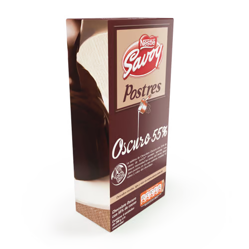 SAVOY® Chocolate para Postre 55% Cacao Display 4 Unidades de 200 g c/u