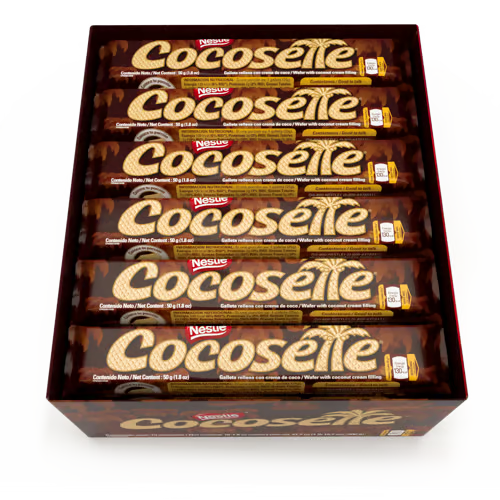 COCOSETTE® Maxi Oblea Rellena de Crema de Coco Display 18 unidades de 50 g c/u