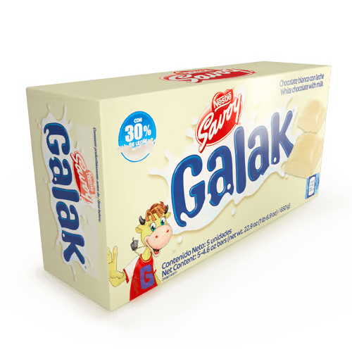 GALAK® Chocolate Blanco Display de 5 unidades de 130 gr c/u