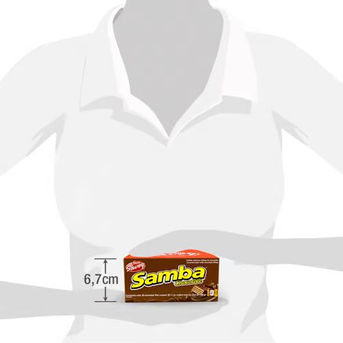 SAMBA® Oblea con Relleno Sabor Chocolate Cubierto de Chocolate Display 20 unidades de 32 gr c/u