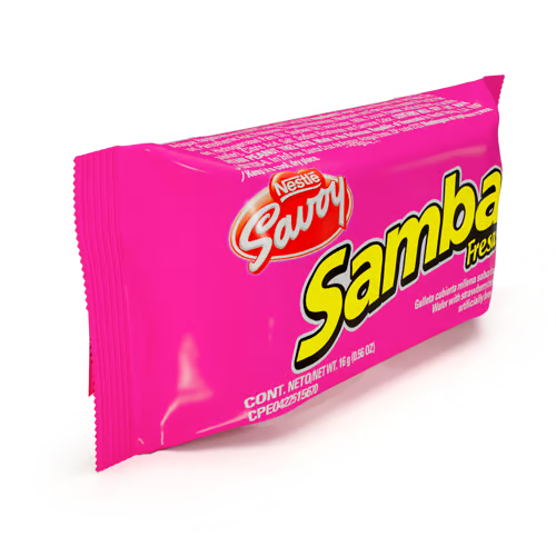 SAMBA® Oblea Sabor Fresa Cubierta de Chocolate con Relleno Bolsa de 35 unidades de 16 gr c/u