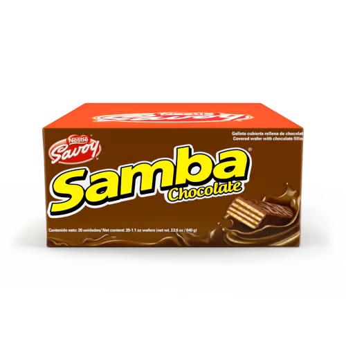 [1000005] SAMBA® Wafer with Chocolate Flavored Filling Chocolate Covered Display 20 pcs. of 32 g