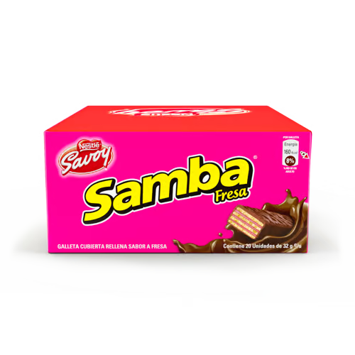 [1000006] SAMBA® Chocolate Covered Strawberry Filled Wafer Display 20 pcs. of 32 g