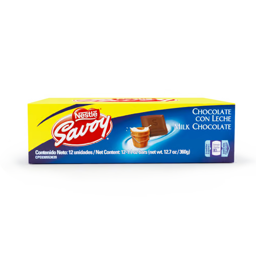 [1000009] SAVOY® Chocolate con Leche Display 12 Unidades de 30 g c/u